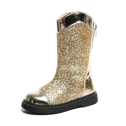 Girls Sparkly Rain Boots Waterproof Glitter Mid Calf Non Slip Rubber Boots Outdoor Party Fashion Shoes2