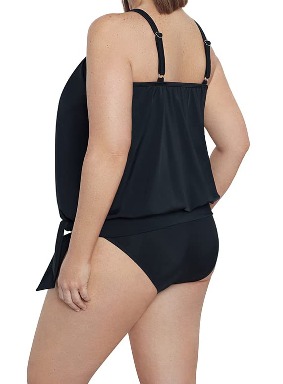 Penbrooke Shape Solver Women's Plus Meshed Up High Neck Blouson Underwire Tankini Top Separate4