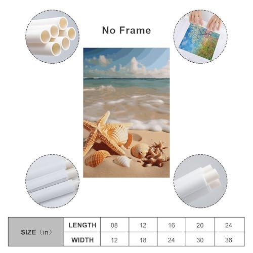 Impression sur toile haute définition étoile de mer et coquillages d'exception - 2