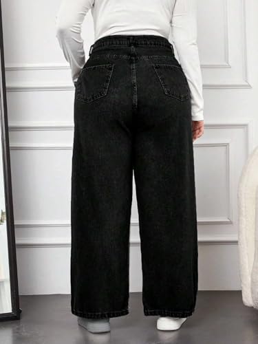 Image of KOTTY Women's Plus Size Straight Fit Denim Jeans with Comfortable Waist and Denim Fabric