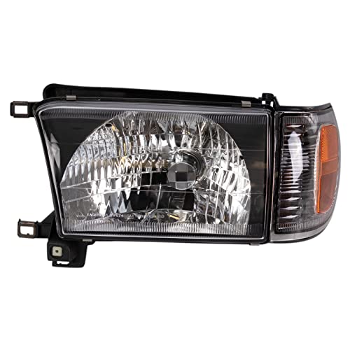 Image of TRQ Performance Driver and Passenger Side Headlight Assembly Set Black Housing Compatible with 99-02 Toyota 4Runner