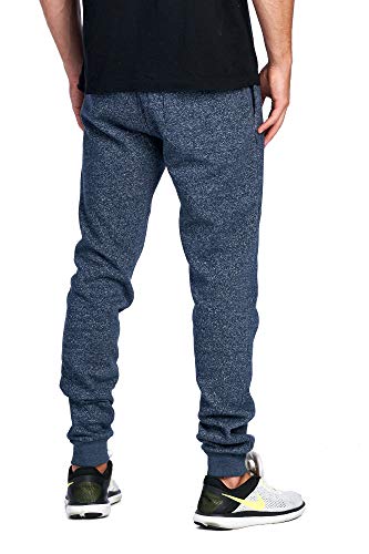 Image of ProGo Men's Casual Jogger Sweatpants Basic Fleece Marled Jogger Pant Elastic Waist
