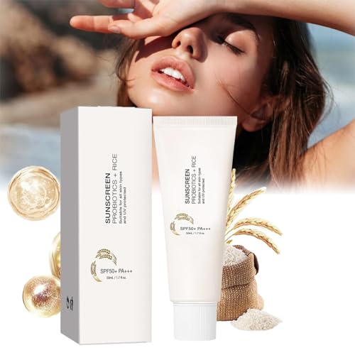 Rice + Probiotics SPF50+ PA++++ Sunscreen, Sunscreen SPF 50, Waterproof Sun Serum, Rice Probiotics Sunscreen SPF50+ Sunscreen, Rice Sun Protection Korean 50 ml (1 Piece)