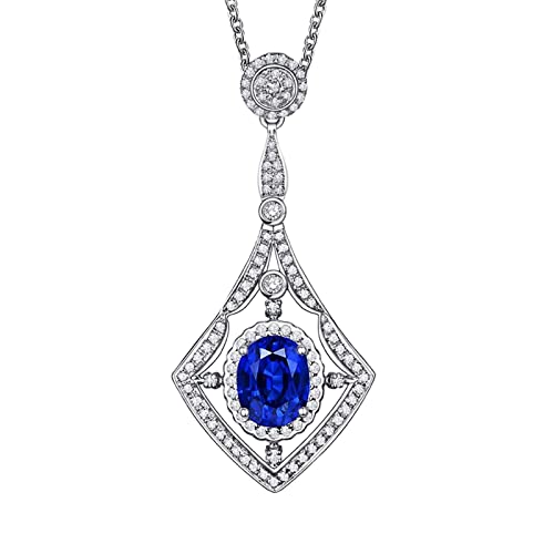 Colliers Ovale Diamant 1,72 CT : l'élégance géométrique d'une longue chaîne azur