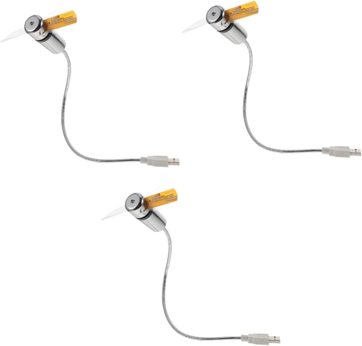 3pcs USB Clock Fan with Temperature Display Portable Gooseneck Cooling Fan for Computer Lightweight Design for Outdoor Camping Desk Use