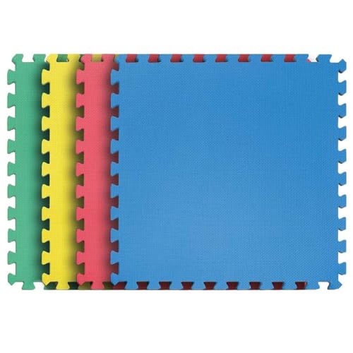 MOMENT Exercise Floor Mat 4 Pack Interlocking Puzzle EVA Foam Gym Mat Play Mat Floor Tiles Non Slip Baby Playmat for Home Gym Baby Crawling Toddler Kids Playing 57*57*0.8cm 4 Piece Multi Color