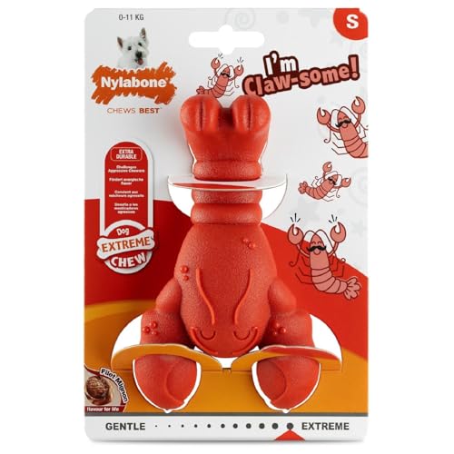 Nylabone Extremely Strong Chew Effect Novelty Lobster Chew Toy Durable Chew Toy for Teeth Steak Small for Dogs up to 11kg