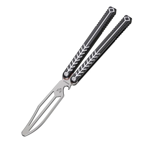 Image of Nabalils X Will Hirsch Vulp V2-Black - Butterfly Knife Balisong Trainer - Folding Knife Unsharpened - Butterfly Knife for Practicing Flipping, Blunt Practice, Dull Blade, No Edge Tool