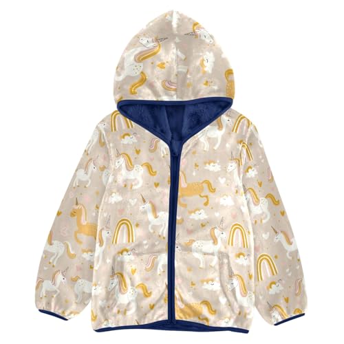 CHIFIGNO Cute Unicorns Toddler Winter Coat, Toddler Zip up Hoodie Boy Light Jacket for Fall Winter Spring 9-10Y