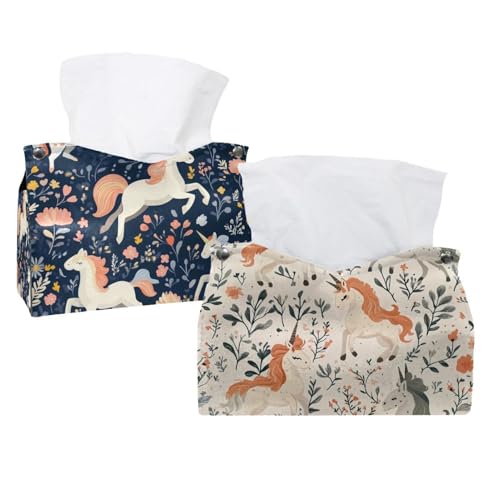 Distributeur à mouchoirs licornes fleuries lavable pour commodes et salons - 2