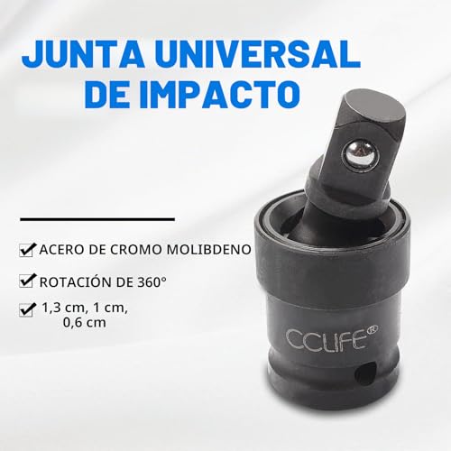 Miniatura 6 de Cclife Juego De 17 Piezas Adaptador Llave De Impacto Adaptadores Para Llaves De Vaso1 4 3 8 1 2 3 4 Junta Universal Impacto