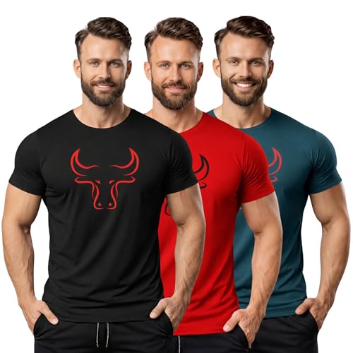 Image of 3Colours RGB Active Fit T-Shirt - Lightweight Polyester Sportswear-Bull