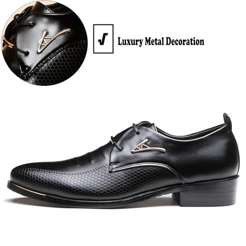 WUIWUIYU Men's Oxfords Lace-up Business Dress Formal Shoes Wedding Shine Wing-tip Oxfords Derby Bluchers Shoes2