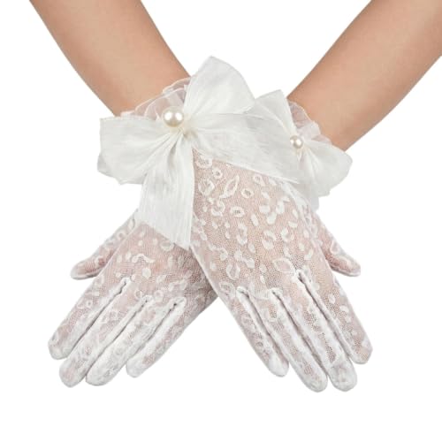 Image of PATPAT Bridal Wedding White Gloves for Women with Pearl, Elegant Lace Gloves for Women Princess Glove for Bride, Cosplay & Formal Events Banquet Stage Performance Accessories