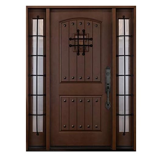 12"X36"X12"X80" Exterior Door Entry with Speak Easy Fiberglass Durable Door Dark FMKA (Right, Sidelight Door 12"X36"X12"X80")