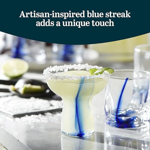image for Libbey Blue Ribbon Stemless Margarita Glasses, Shallow Bowl Lightweigh