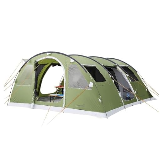 skandika Gotland 5 - Tienda de campaña Familiar - mosquiteras - Suelo Cosido en Forma de bañera - túnel (Verde)