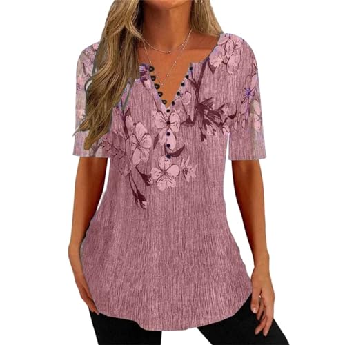 T-shirt femme fluide col en V coupe lâche et légère vêtement été décontracté