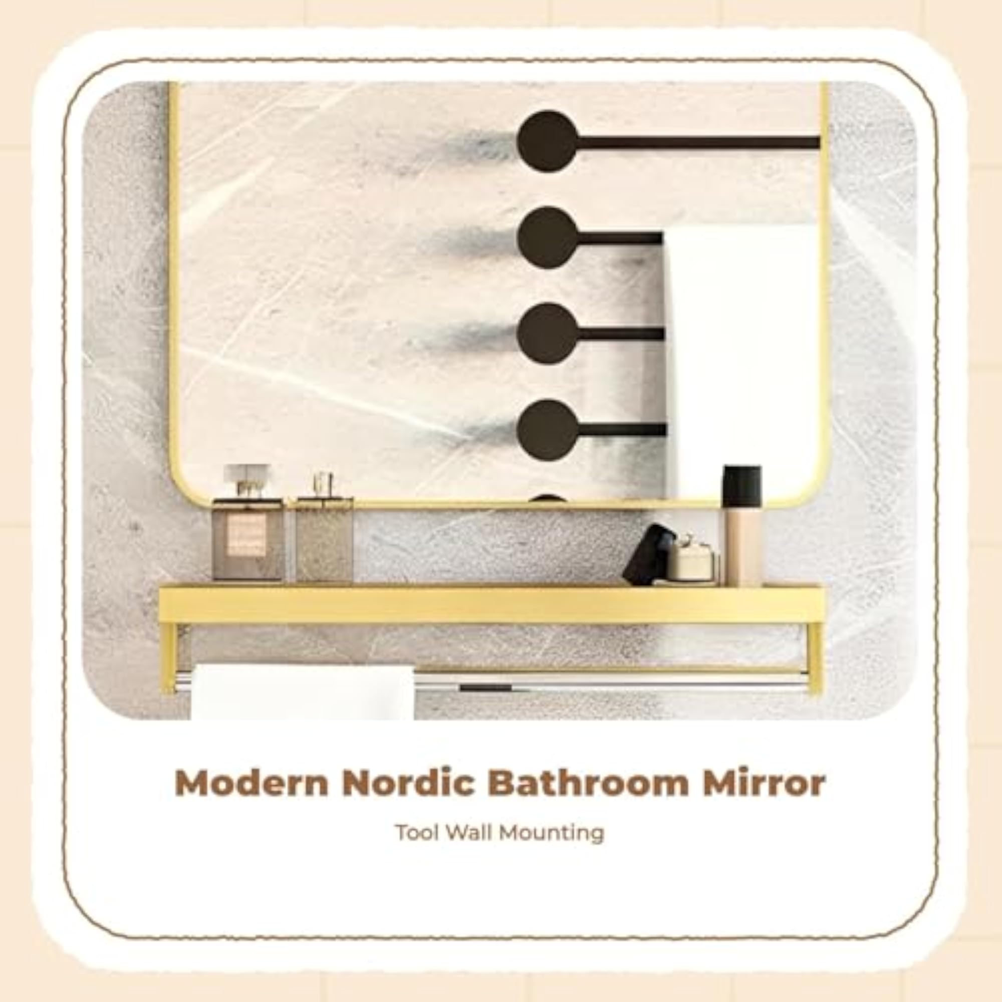 Frameless Acrylic Bathroom Mirror, Gold 30x40cm