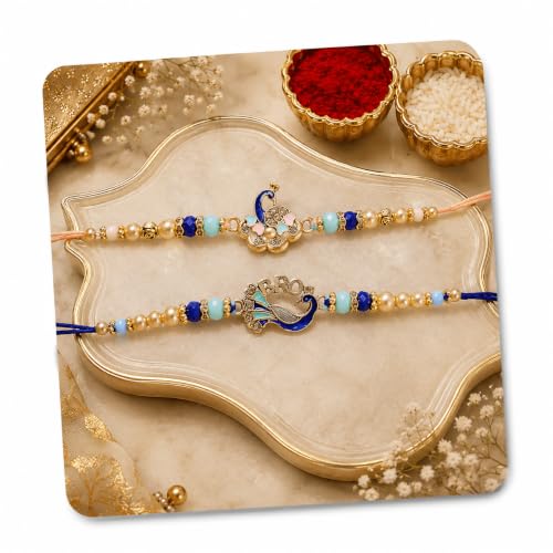 Image of TIED RIBBONS Rakhi for Brother - Set of 2 Rakhi with Tikka - Bracelet Rakhis for Brother Bhaiya Men Boys Kids Bhai - Rakshabandhan Rakhis Combo Set