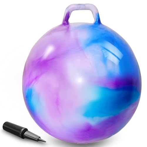 AMFUN 45cm Hüpfball für Kinder Aufblasbarer Hopperball, Hopper Ball mit Pumpe, Sprungball für Mädchen und Jungen max. Belastbarkeit 200lb, Spielzeug für Kinder 3+ Jahre Drinnen & Draußen