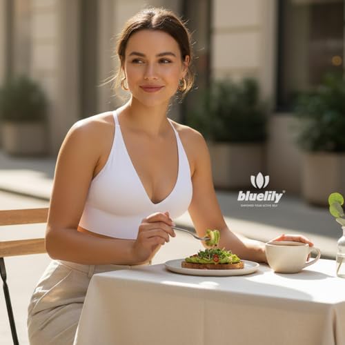 Image of BLUELILY Adjustable Deep V Neck Bras 3 /5 Pack Sports Bras for Women Padded Seamless Spaghetti Strap Criss Cross Yoga Bras