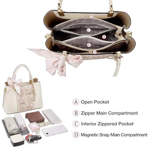 Bolso Tote de Cuero para Mujer con Bordado y Colgante miniatura 4