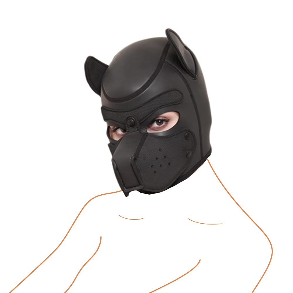 Roluck Máscara de Perro SM Bondage Esclavo Negro Cachorro Capucha Máscara Juguete Sexual Para Pareja Sexo Juego Cosplay