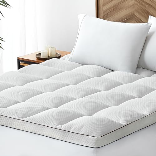 Mattress Topper King Cooling Pillow Top Pad for bed White Thick