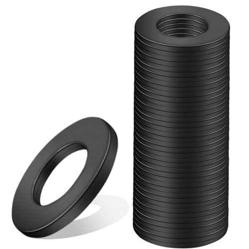 Nenull Rondelles M8 x 16mm Noir Acier au Carbone Rondelles Plates 40 Pièces Metal Étanchéité Joints Bague pour Vis Boulons Tige Filetée de Réparation Ménagère