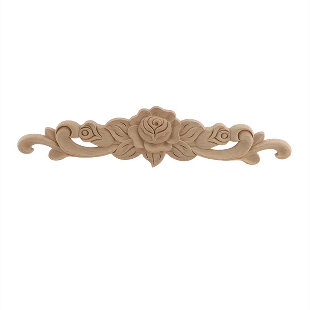Marco de espejo antiguo de madera natural tallada con apliques florales para pared CXM3,35