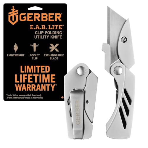 Gerber Nóż Cutter, EAB Utility Lite, składany, długość ostrza: 3,8 cm, stal nierdzewna, srebrny, 31-003036