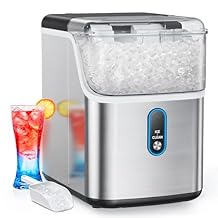 Nugget Ice Maker Countertop, HOMEZAY Pebble Ice Maker with Soft Chewable Pellet Ice, 33 lbs per Day, Compact Ice Machine with Self-Cleaning & LED Indicator for Home, Kitchen, Camping, RV, Office