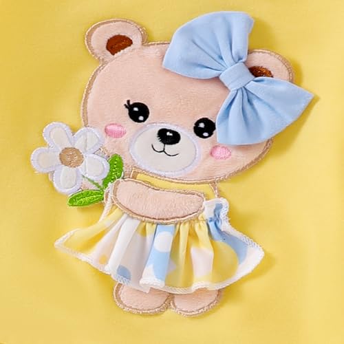 Image of Baby Girl Clothes Fall Winter Long Sleeve Bear Cartoon Sweatshirt Flare Pants Bow Headband Set 6 Months-4 Years Old