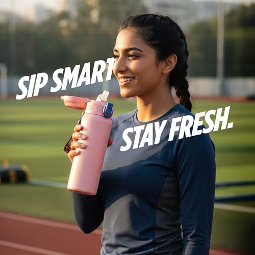 Image of Milton Swing 600 Thermosteel Water Bottle 540 ml with One Touch Safety Lock, Long Hours Hot and Cold, Leak Proof Lid, ISI Certified I Vacuum Insulated I for Office, Gym, School I Pink