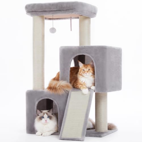 Image of PAWZ Road Large Cat Tree, 45 inch Heavy Duty Cat Tower with Dual Condos, Gray