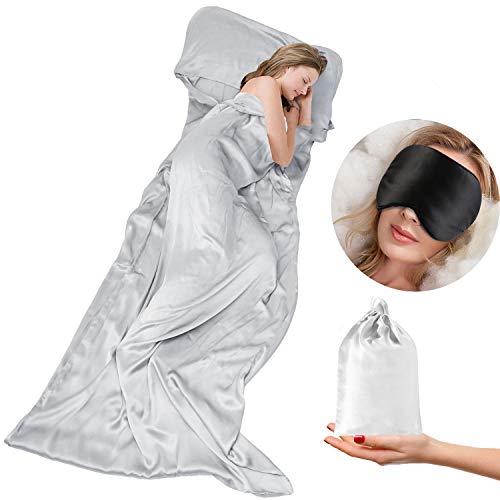 Cozysilk 100% Mulberry Silk Sleeping Bag Liner - 19 Momme Silk Single Size Sleep Sack, Lightweight...