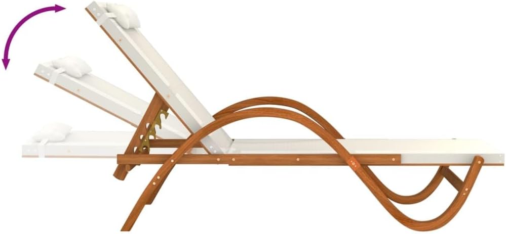 Sun Lounger with Pillow White,Backyard Chaise,Napping Loungers,Comfortable Loungers,Portable Loungers,Patio Lounge Chair,for Outdoor,Patios,Pools,Lawns,Camping,Textilene and Solid Wood Poplar