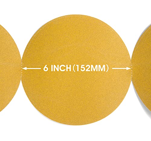 MIDO PROFESSIONAL ABRASIVE Gold PSA Sandpaper 6 Inch 100 PCS Sanding Discs 150 Grit Self Adhesive Stickyback Sandpaper Roll Aluminum Oxide Adhesive Backed for Wood, Metal, and Car Paint by MIDO Professional Abrasive - Image 2