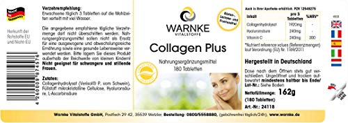 Collagen Tabletten - mit Hyaluronsäure und Vitamin C - hochdosiert - 180 Tabletten | Warnke Vitalstoffe - Deutsche Apothekenqualität – Bild 3