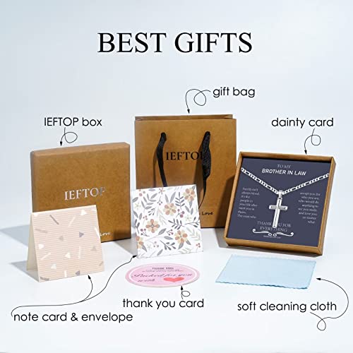 Ieftop Necklaces Gifts For Brother In Law, Stainless Steel Silver Cross Necklace For Men Jewelry Brother In Law Gifts Fathers Day Birthday Gifts For Brother In Law Christmas Gifts For Men #TOP6