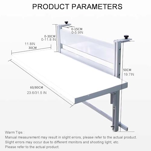 Table de balcon réglable aluminium blanc 60x30 cm table suspendue pliante terrasse