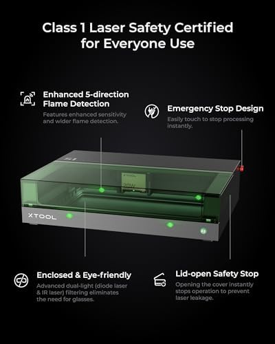 xTool S1 20W Engraving Machine Essential Kit, Auto Focus, Enclosed Engraver and Cutter, Lightburn Compatible, Cutting and Engraving for Wood and Metal, Class I Safety
