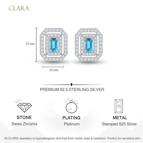 Image of CLARA 925 Sterling Silver Stud Earrings | Platinum Plated | Daily Wear |Gift for Women and Girls