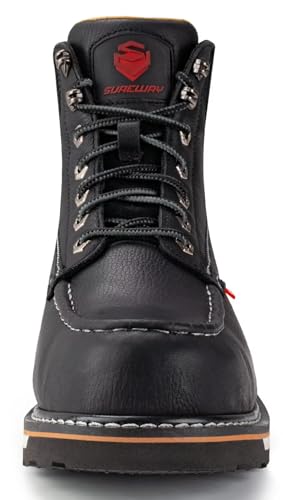 Image of SUREWAY 6 inch Mens Heavy Duty Soft /Composite /Steel Toe Work Boots for Men,Comfortable & Durable,GoodyearWelt,Full Grain Leather,Oil /Slip Resistant,Wedge Moc Toe Industrial Construction Boots /Shoes