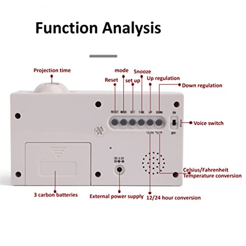 Hnkdd Leled Digital Projection Alarm Clock Temperature Thermometer Desktop Time Date Display Projector Calendar (Color : D, Size : 147X55X89Mm) #TOP5
