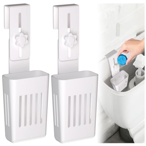 Owemin 2Pcs Adjustable Toilet Tank Tablet Holder，White