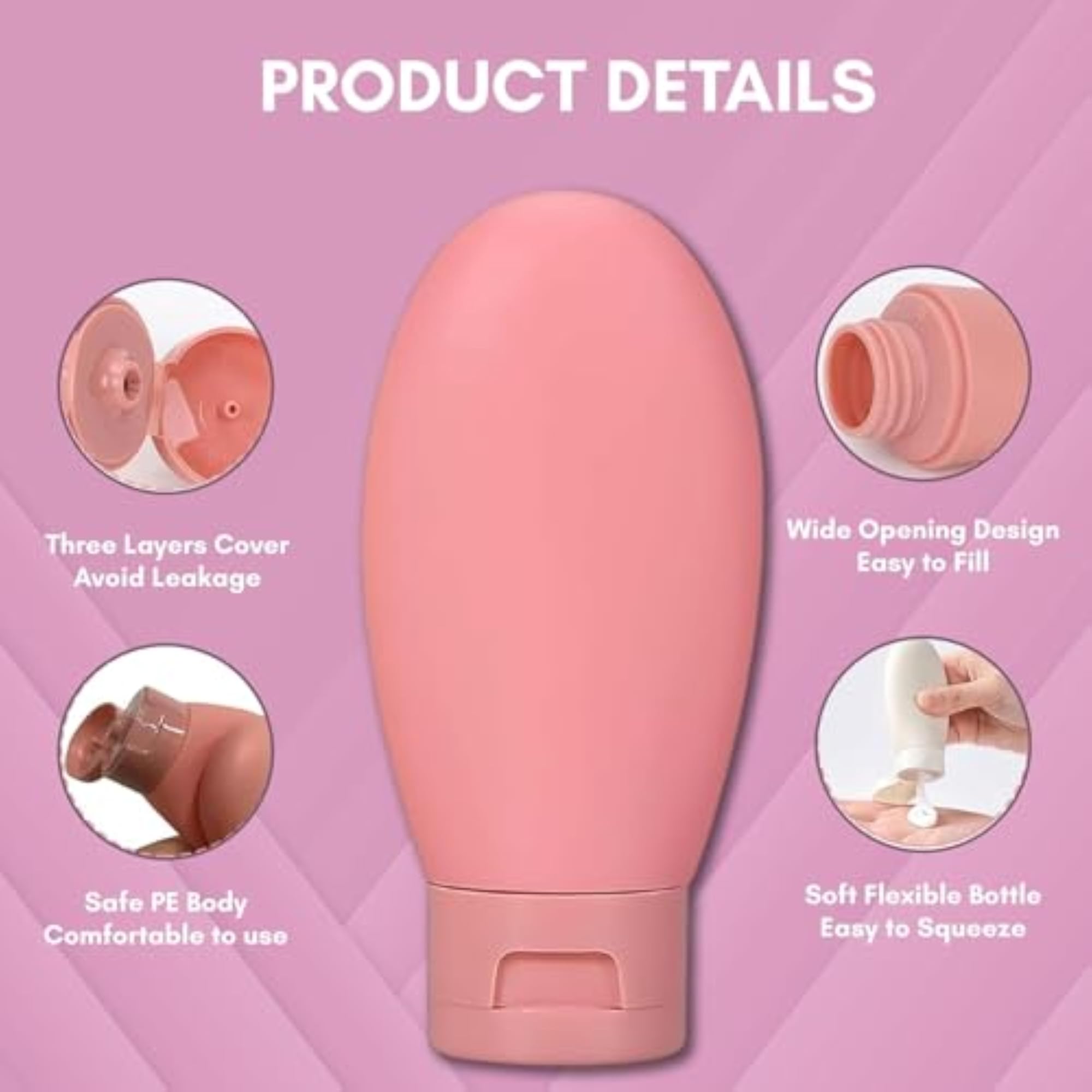 Travel Bottles for Toiletries | Pack of 3 Leakproof Mini Containers