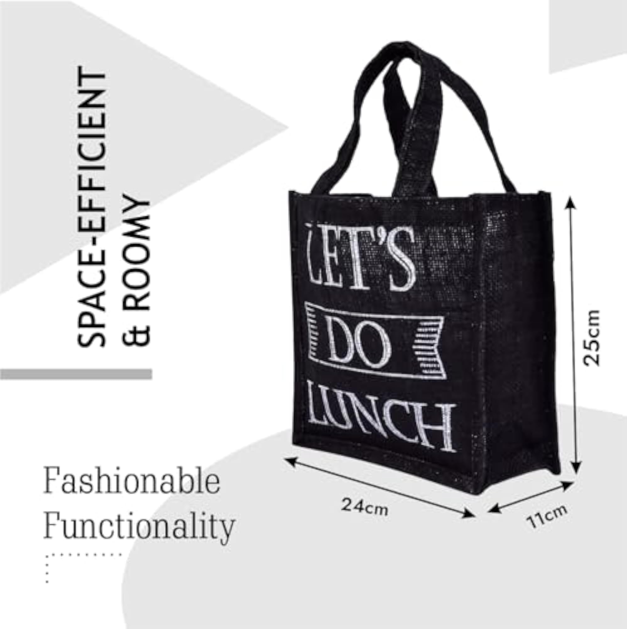 Pack of 2 Reusable Jute Lunch Bags with Handle