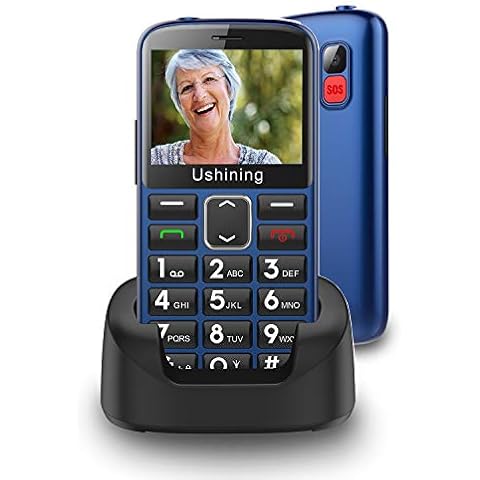 ukuu GSM Big Button Mobile Phone for Elderly,Dual Sim Free Basic Mobile Phone,Unlocked Senior Phone with SOS Button | Speed Dial | 1000mAh | HAC | Torch Side Buttons | Bluetooth | Charging Dock-Blue Cover